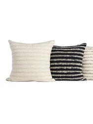 Cartagena Pillow - Black With Ivory Stripes