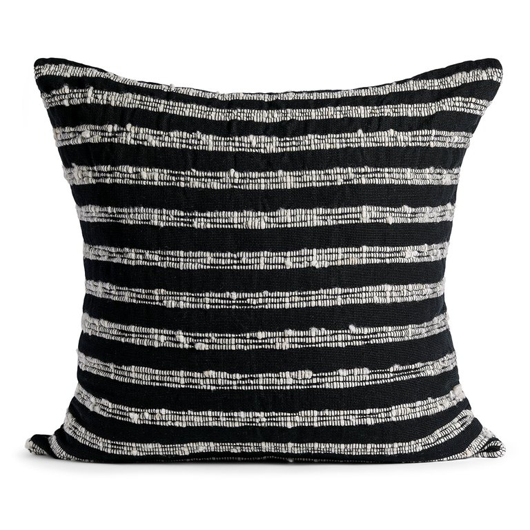 Cartagena Pillow - Black With Ivory Stripes - Black With Ivory Stripes