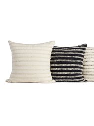 Cartagena Pillow - Ivory With Grey Stripes