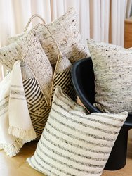 Cartagena Pillow - Ivory With Grey Stripes