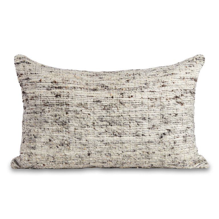 Medellin Lumbar Pillow Small - Ivory With Grey Stripes - Ivory With Grey Stripes