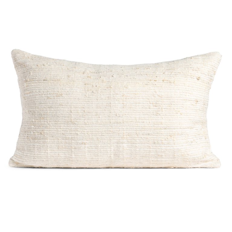 Medellin Lumbar Pillow Small - Ivory With Ivory Stripes - Ivory With Ivory Stripes