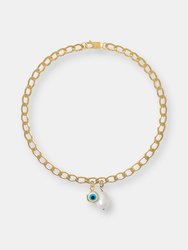 Curva Anklet - Initial & White Pearl