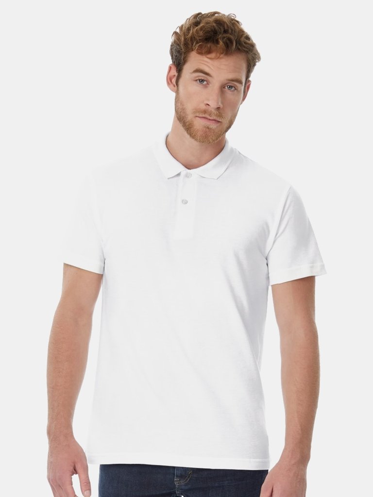 B&C ID.001 Mens Short Sleeve Polo Shirt (White)
