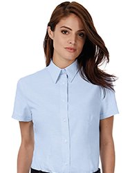 B&C Ladies Oxford Short Sleeve Shirt / Ladies Shirts (Blue Chip)