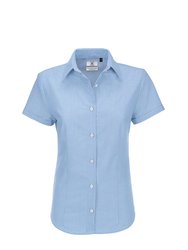 B&C Ladies Oxford Short Sleeve Shirt / Ladies Shirts (Blue Chip) - Blue Chip
