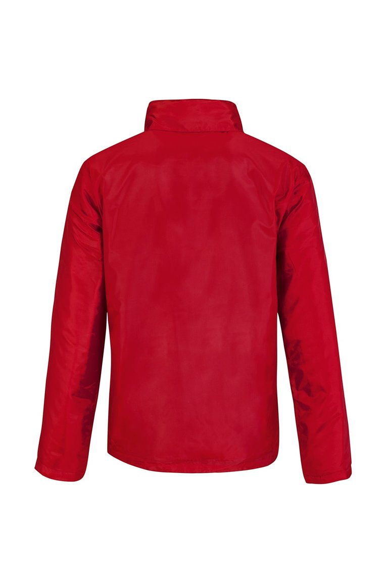 B&C Mens Multi Active Hooded Fleece Lined Jacket (Red/ Warm Grey)