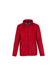 B&C Mens Multi Active Hooded Fleece Lined Jacket (Red/ Warm Grey) - Red/ Warm Grey