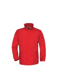 B&C Mens Ocean Shore Waterproof Hooded Fleece Lined Jacket (Red) - Red