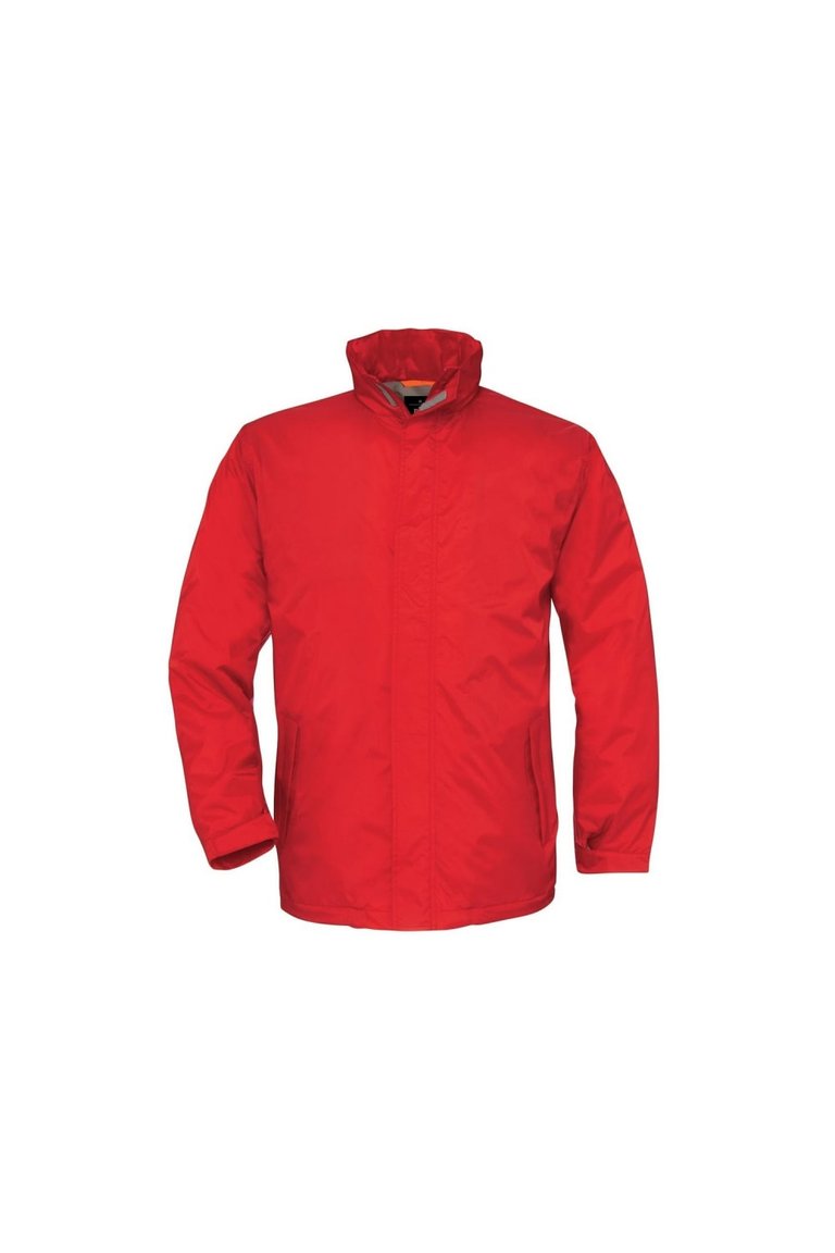 B&C Mens Ocean Shore Waterproof Hooded Fleece Lined Jacket (Red) - Red