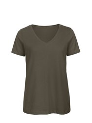 B&C Womens/Ladies Favourite Organic Cotton V-Neck T-Shirt (Khaki) - Khaki