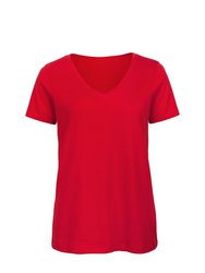 B&C Womens/Ladies Favourite Organic Cotton V-Neck T-Shirt (Red) - Red