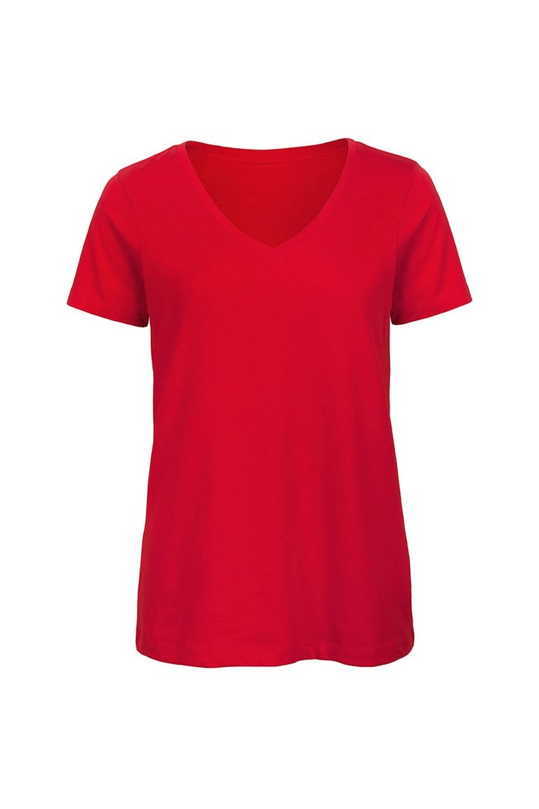 B&C Womens/Ladies Favourite Organic Cotton V-Neck T-Shirt (Red) - Red