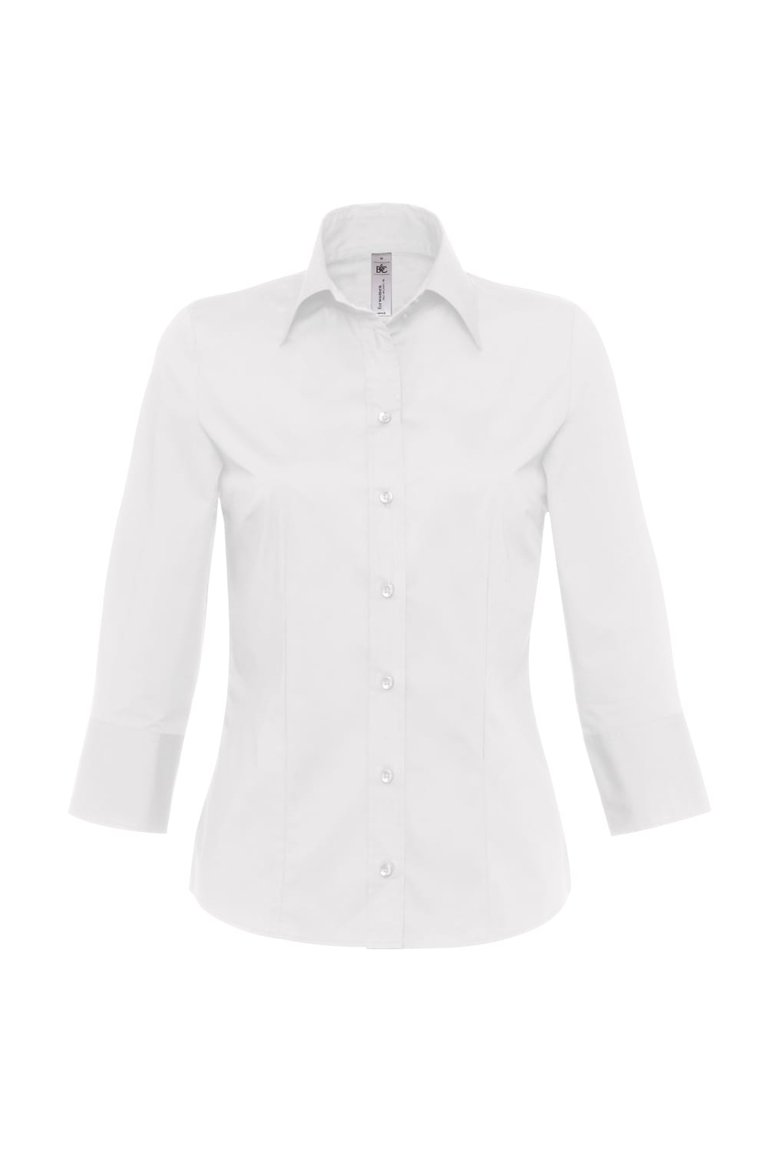 B&C Womens/Ladies Milano 3/4 Sleeve Corporate Poplin Shirt (White) - White