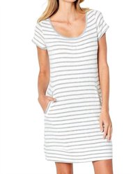 Malibu Short Sleeve Lounge Dress - Grey Striped
