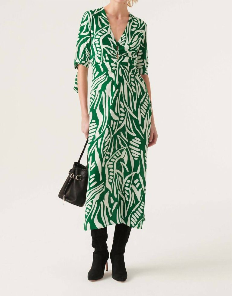 Therence Midi Dress - Green/White