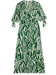 Women's Green White Therence Midi Dress