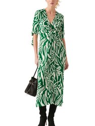 Women's Green White Therence Midi Dress - Green