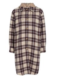 Women'S Prago Check Plaid Oversized Silhouette Hooded Coat