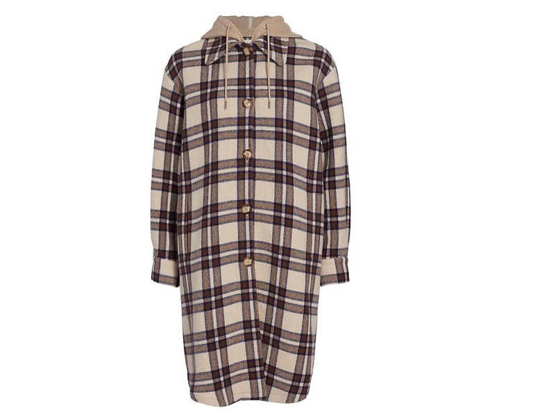 Women'S Prago Check Plaid Oversized Silhouette Hooded Coat