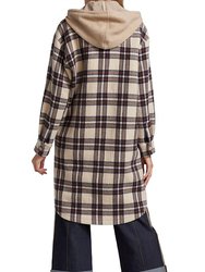 Women'S Prago Check Plaid Oversized Silhouette Hooded Coat