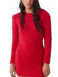 Women's Red Tunisia Alpaca Sweater Mini Dress - Red
