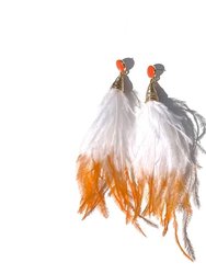 Orange Crush Tassel Earrings - White