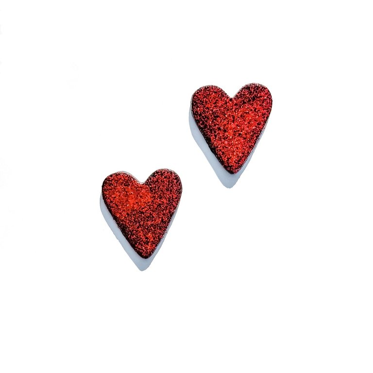 Ruby Slipper Heart Earrings - Red