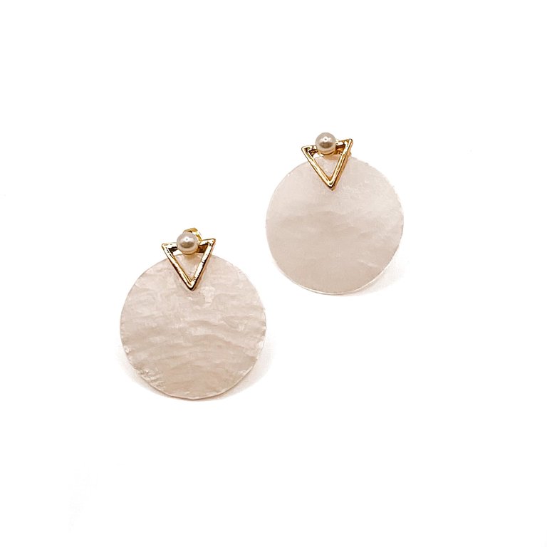 Shell Statement Studs - White