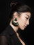 Venus Earring in Black with Peacock Fan