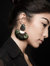 Venus Earring in Black with Peacock Fan