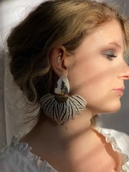 Venus Earring in White with Guinea Fan