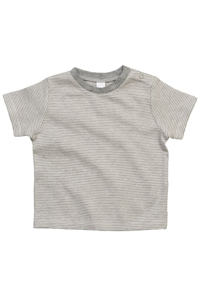 BabyBugz Baby Boys Striped T-Shirt (White/Heather) - White/Heather