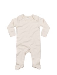 Babybugz Baby Unisex Organic Cotton Envelope Neck Sleepsuit (Natural) - Natural