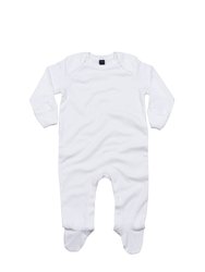 Babybugz Baby Unisex Organic Cotton Envelope Neck Sleepsuit - White