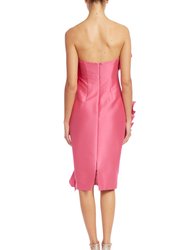 Asymmetrical Pleated Ruffle Cocktail Dress