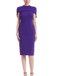 Cape-Shouldered Sheath Dress - Purple