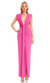 Draped Shirred Dress With Deep V-Neck - Pink