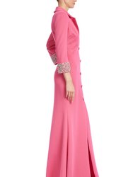 Fitted Coat Dress Gown With Embellished Cuffs
