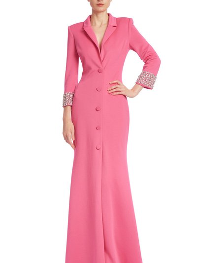 Badgley Mischka Fitted Coat Dress Gown With Embellished Cuffs product