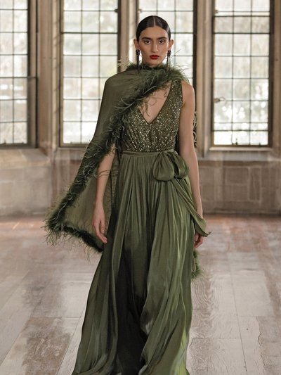Badgley Mischka Gown With Feather Wrap product