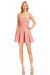 Lively Square Neck Mini Dress With Sparkle - Coral