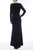 Long-Sleeved Pearled Velvet Column Gown With Bow