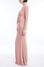 Long-Sleeved Pearled Velvet Column Gown With Bow