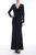 Long-Sleeved Pearled Velvet Column Gown With Bow - Teal