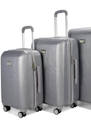 Snakeskin 3 Piece Expandable Luggage Set - Silver