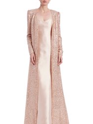 Mikado Gown and Sequined Duster Set - Champagne