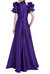 Mikado Ruffle-Sleeve Gown With Belted Full Skirt