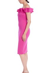 Ruffled Off-Shoulder Sheath Dress