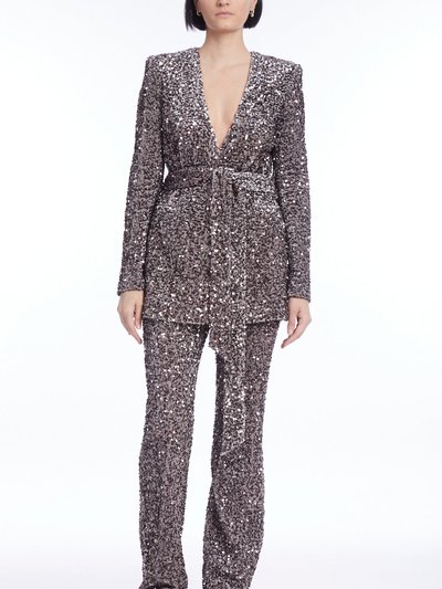 Badgley Mischka Sequined Velvet Blazer With Self-Sash product